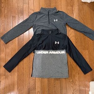 Under Armour Black and Gray Quarter-Zip Tops